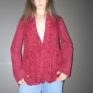 Y2K Retro Burgundy Lace Jacket